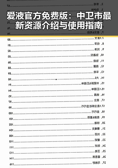 爱液官方免费版：中卫市最新资源介绍与使用指南