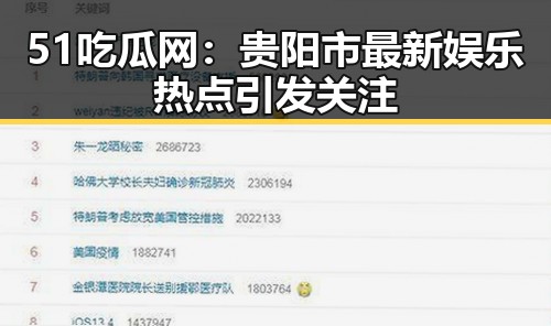 51吃瓜网:贵阳市最新娱乐热点引发关注