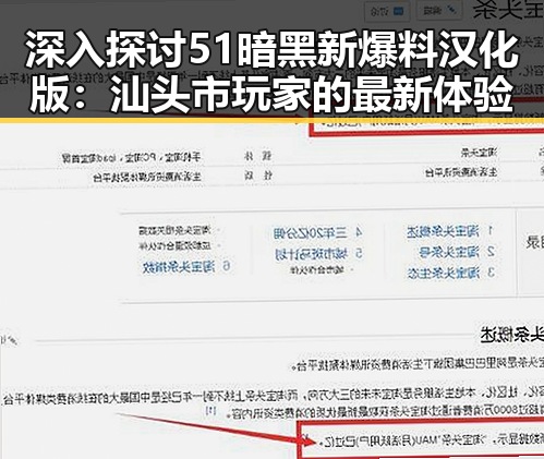 深入探讨51暗黑新爆料汉化版：汕头市玩家的最新体验