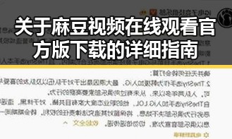 关于麻豆视频在线观看官方版下载的详细指南