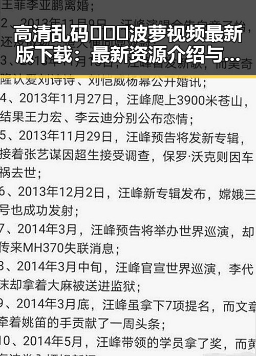 高清乱码🔞❌♋波萝视频最新版下载:最新资源介绍与安全指南