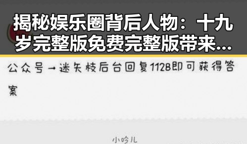 揭秘娱乐圈背后人物:十九岁完整版免费完整版带来的思考