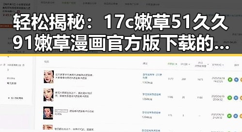 轻松揭秘:17c嫩草51久久91嫩草漫画官方版下载的最佳途径