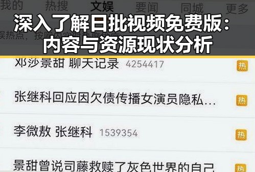 深入了解日批视频免费版：内容与资源现状分析