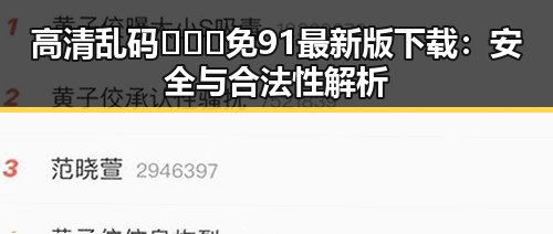 高清乱码🔞❌♋免91最新版下载：安全与合法性解析